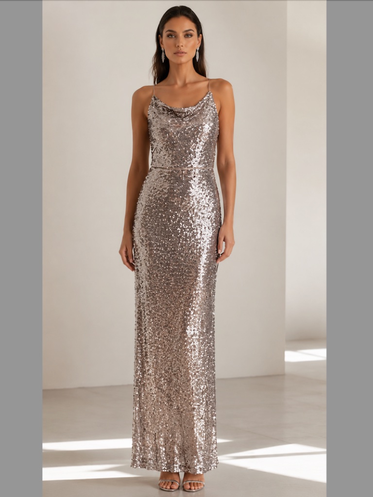 Adrianna Papell Sexy Elegant Prom Wedding Special Event Sequin Stunning Gown